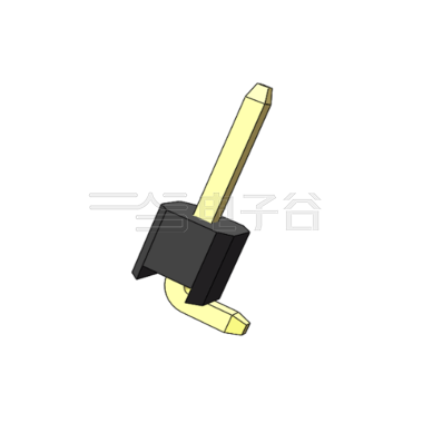 Pitch 2.54mm 180°单排 H2.0W2.5 SMT+CAP 排针 PC: 4.8MM 01Pin 黑色 镀全金G/F